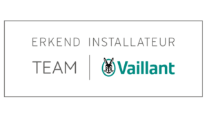 Logo van erkend installateur team met Vaillant afbeelding.